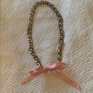 Chain link belt with grosgrain pink ribbon